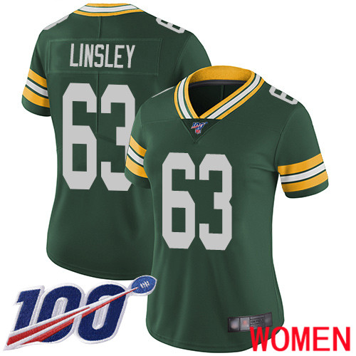 Green Bay Packers Limited Green Women #63 Linsley Corey Home Jersey Nike NFL 100th Season Vapor Untouchable->women nfl jersey->Women Jersey